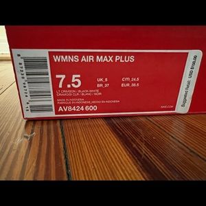 Womens Air Max Plus. Sz 7.5 Lt Crimson